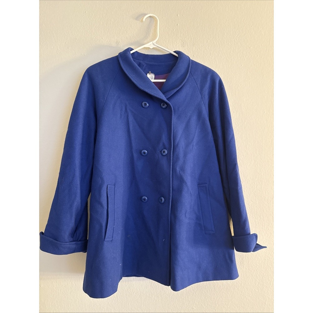Vintage L.C. Mae California Royal Blue 100% Pure Wool Pea Coat Shawl Collar USA